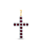 1/2CTW-DIA CN 1 1/5CTW-RD-RU NAT GEM CROSS PENDANT